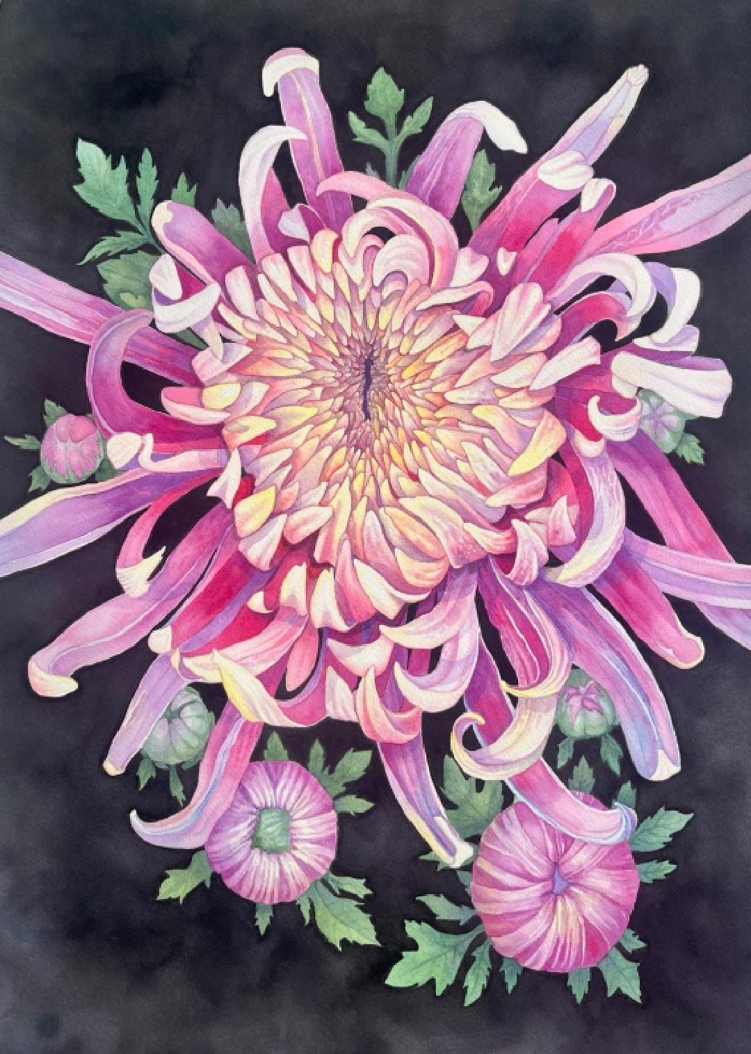 Dahlia | Original watercolor painting 75*57 cm