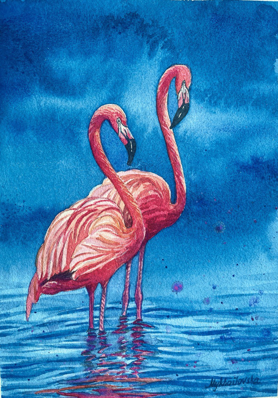 Flamingo Serenity – Original Watercolor Painting