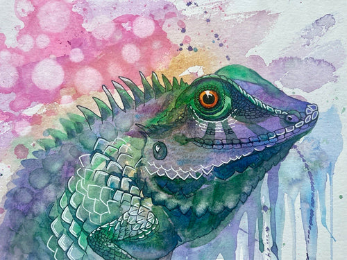Green Lizard - Original watercolour painting