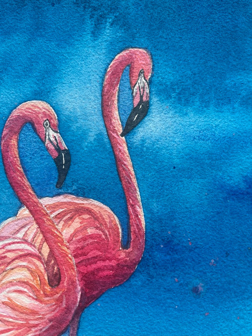 Flamingo Serenity – Original Watercolor Painting