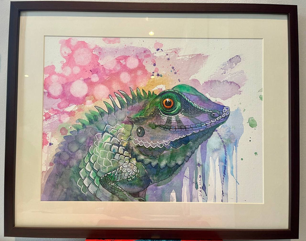 Green Lizard - Original watercolour painting