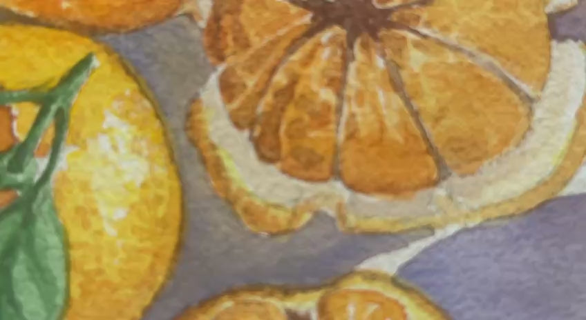 Sliced Mandarins - original watercolor painting
