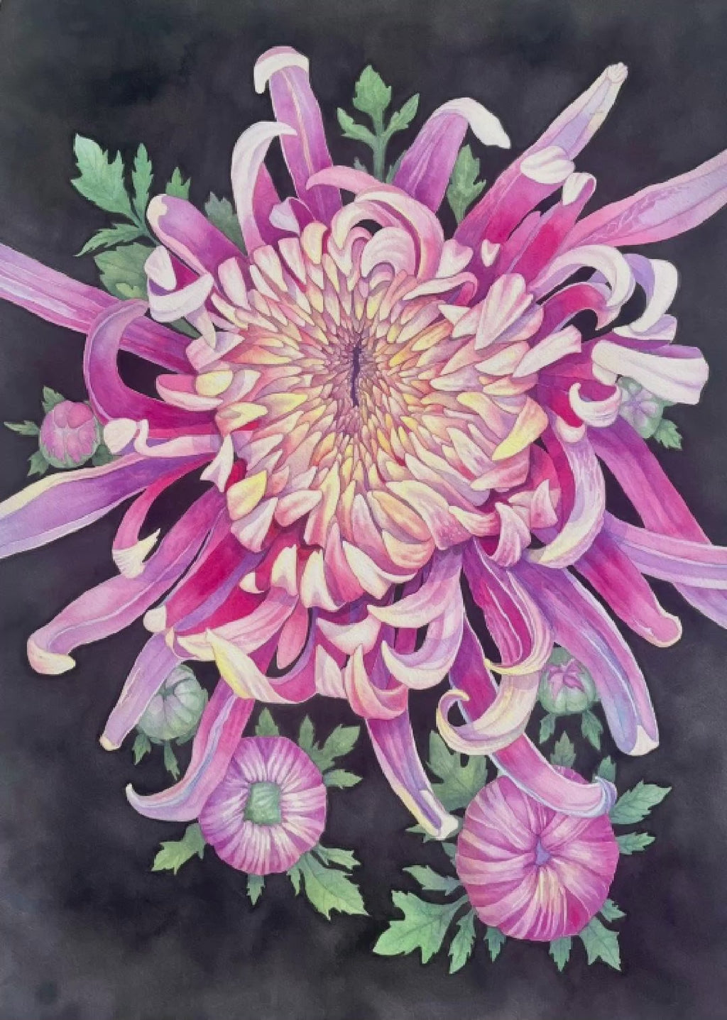 Dahlia | Original watercolor painting 75*57 cm