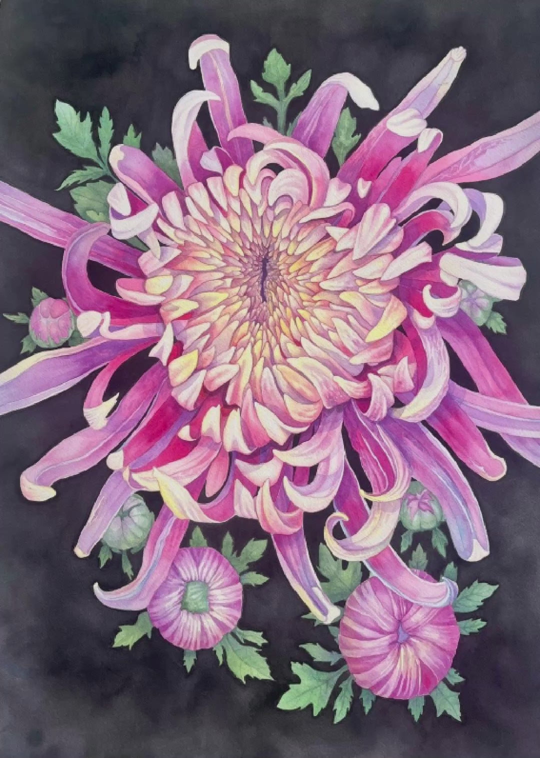 Dahlia | Original watercolor painting 75*57 cm